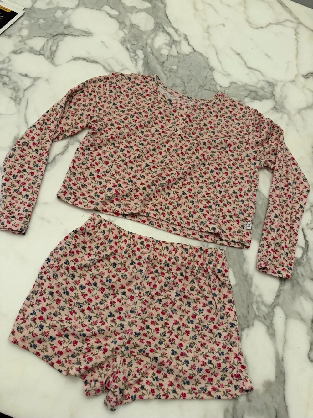 Kids Gap Floral Pink Pajama Set size 10